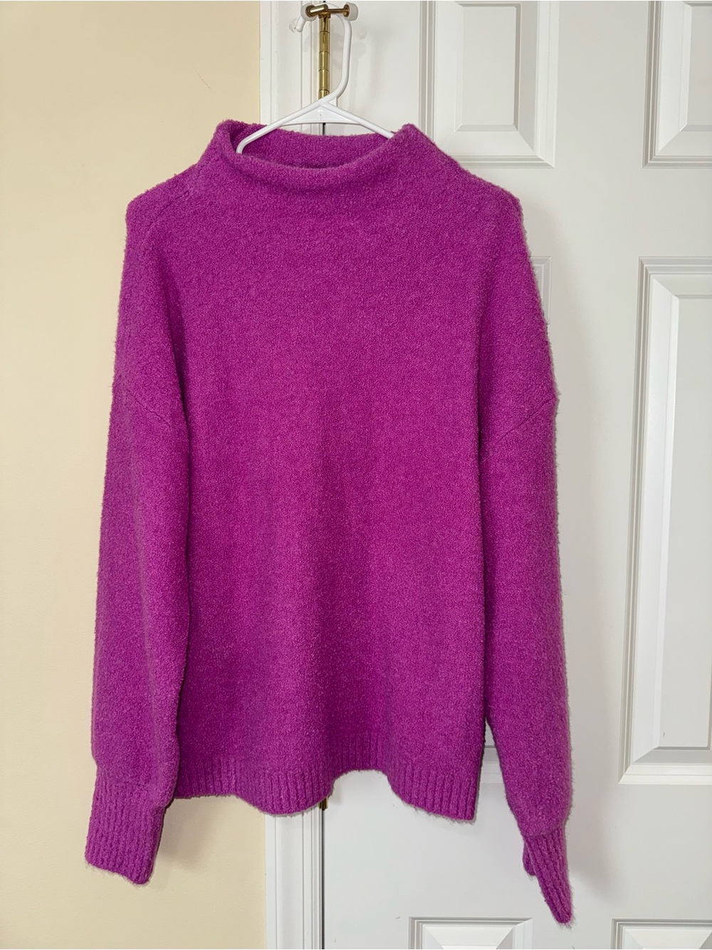 Marled Fuchsia Mock Neck Women's Sweater
